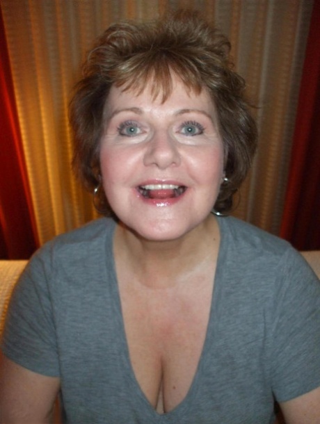Plump older woman Bustybliss uncovers her large tits before a POV blowjob