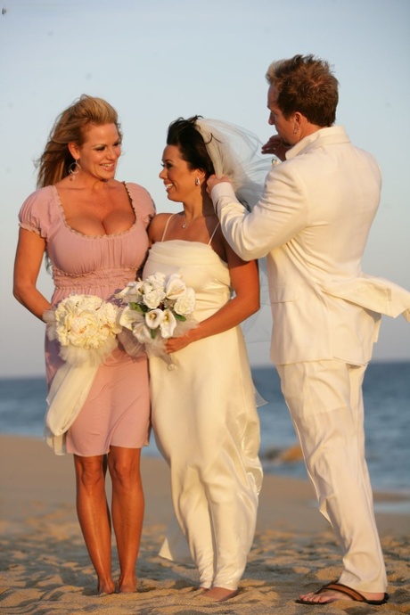 Brunette pornstar Sienna West having a sexy wedding day with her girl Kelly
